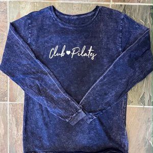 Club Pilates 100% Cotton long sleeve distressed t-shirt size Small